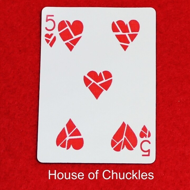 5 of Hearts - Broken, Bicycle Printed Gaff Card, Red
