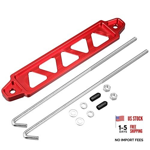 220mm Universal Hollow Aluminum Alloy Car Battery Hold Down Mount Bracket Red