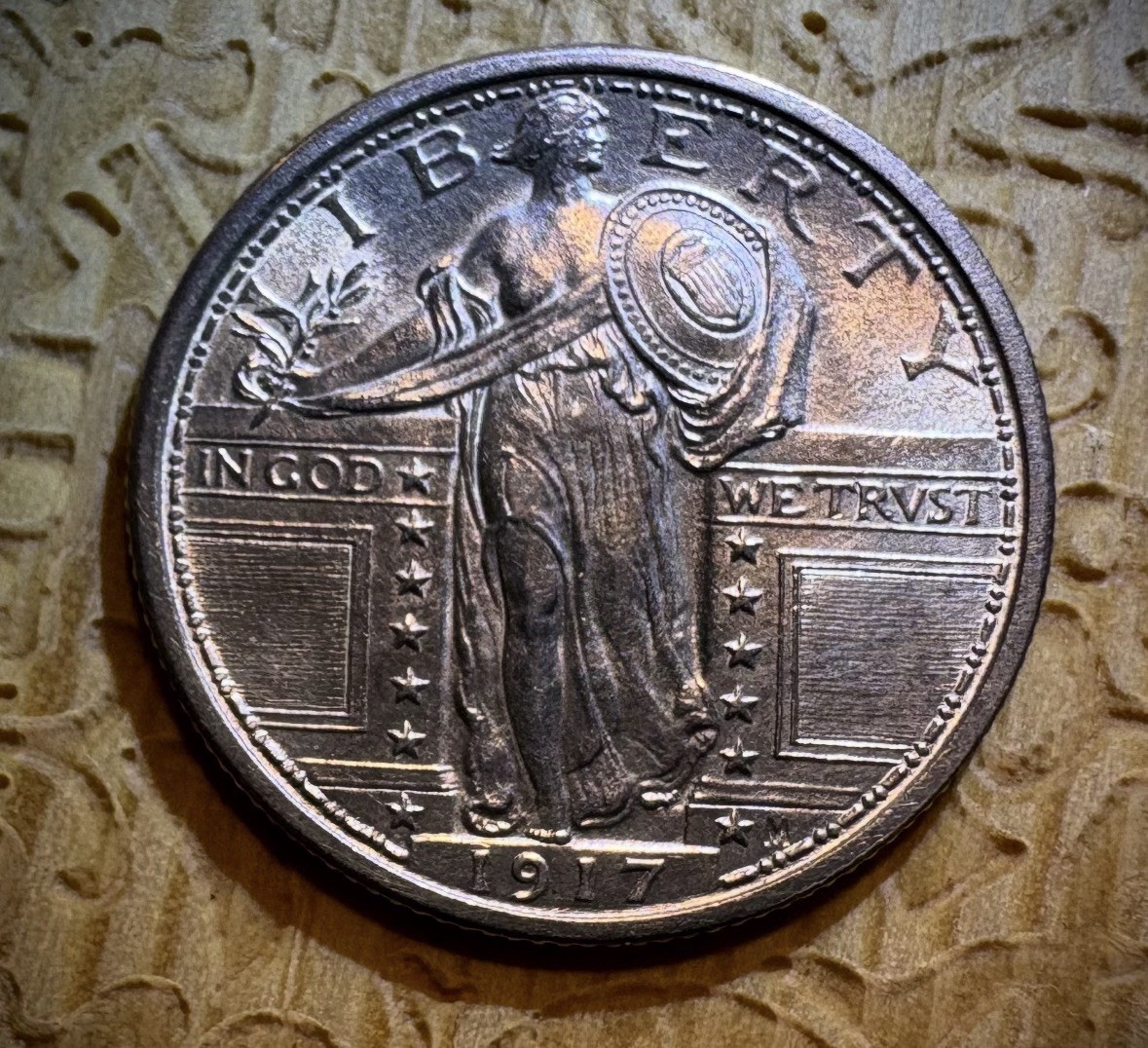 1917 p standing liberty quarter type 1BU/FH LUSTROUS