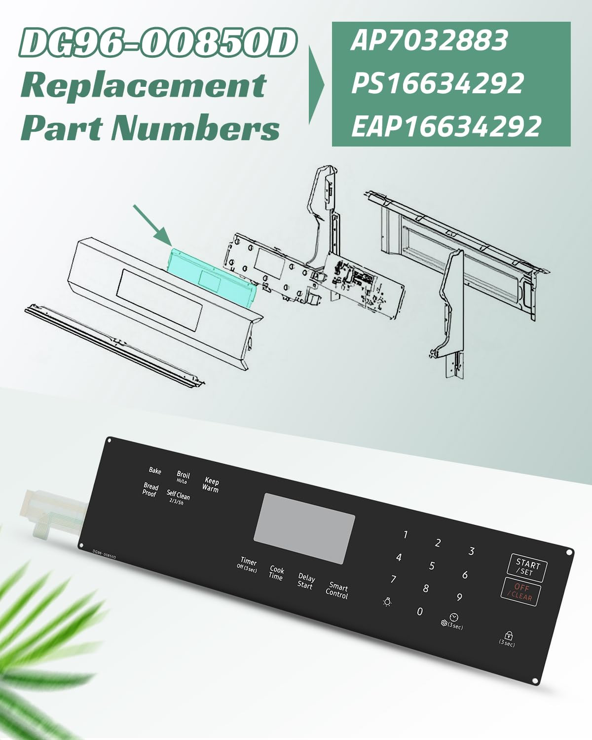 Membrane Touchpad Control Panel for Samsung Gas Ranges NX60A6311 Series