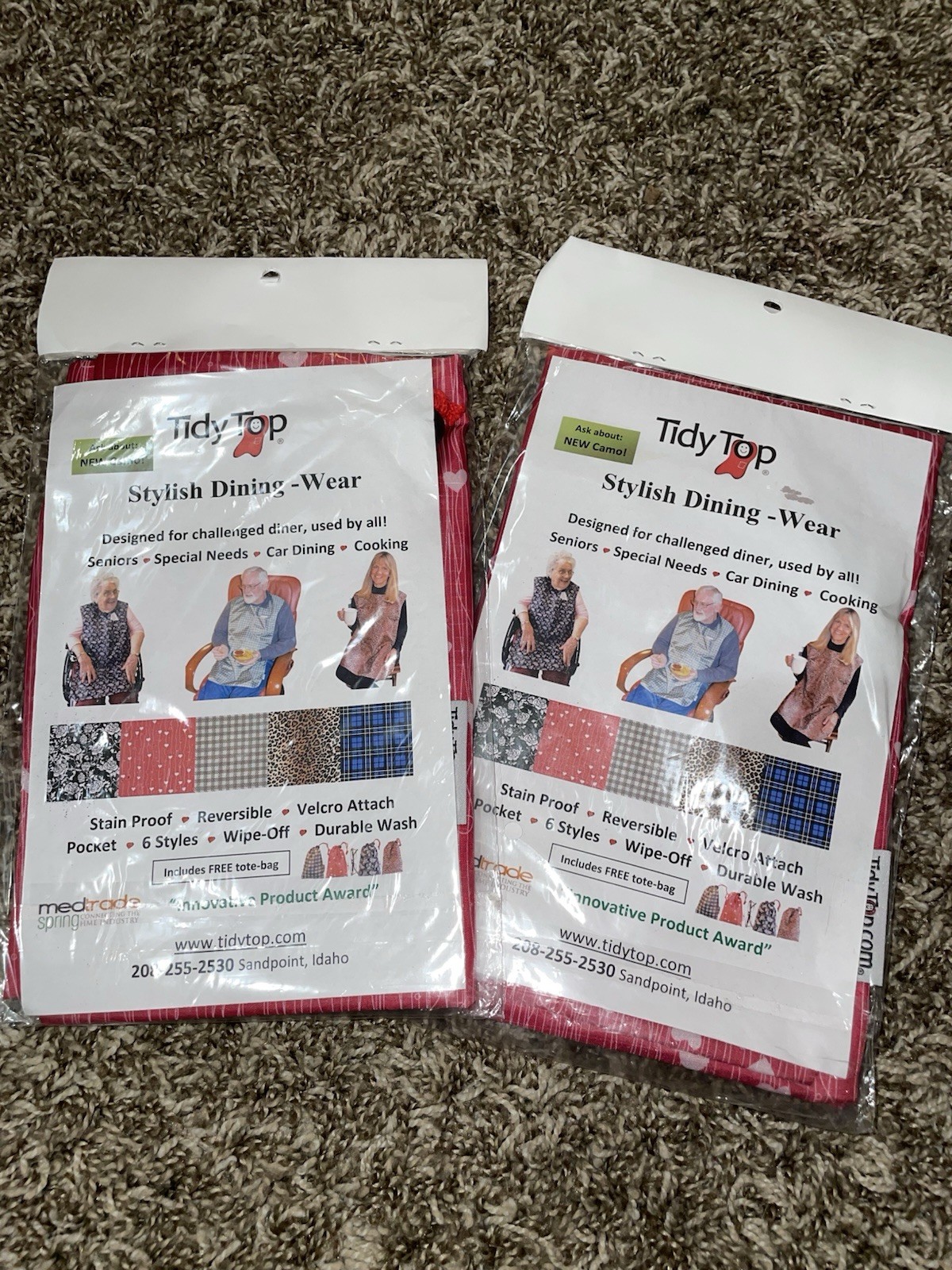 Lot Of 2 Tidy Top Adult Bib Pink Hearts - Reusable Soft Lightweight No Plastic!