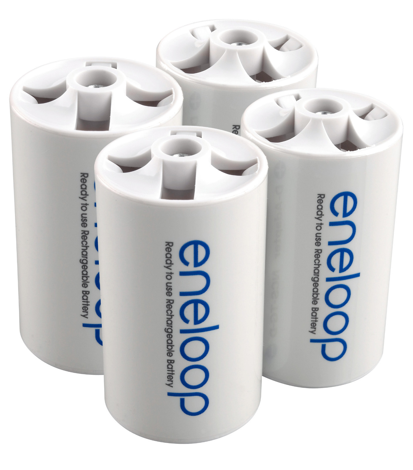 Sanyo Eneloop Spacer Pack: 4 Pack of D-size Adapters [Hassle Free Packaging]