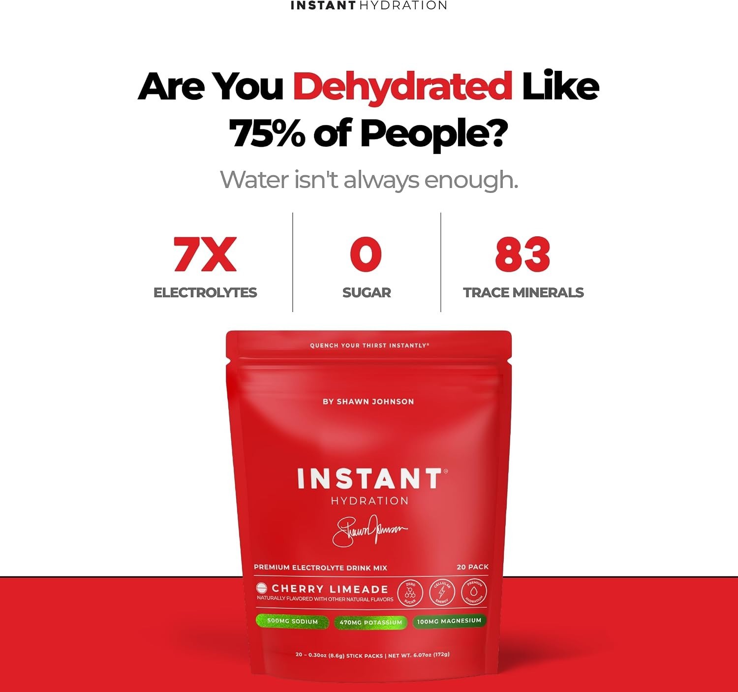 Instant Hydration Sugar Free Electrolytes Packets Cherry Limeade 20 STICKS