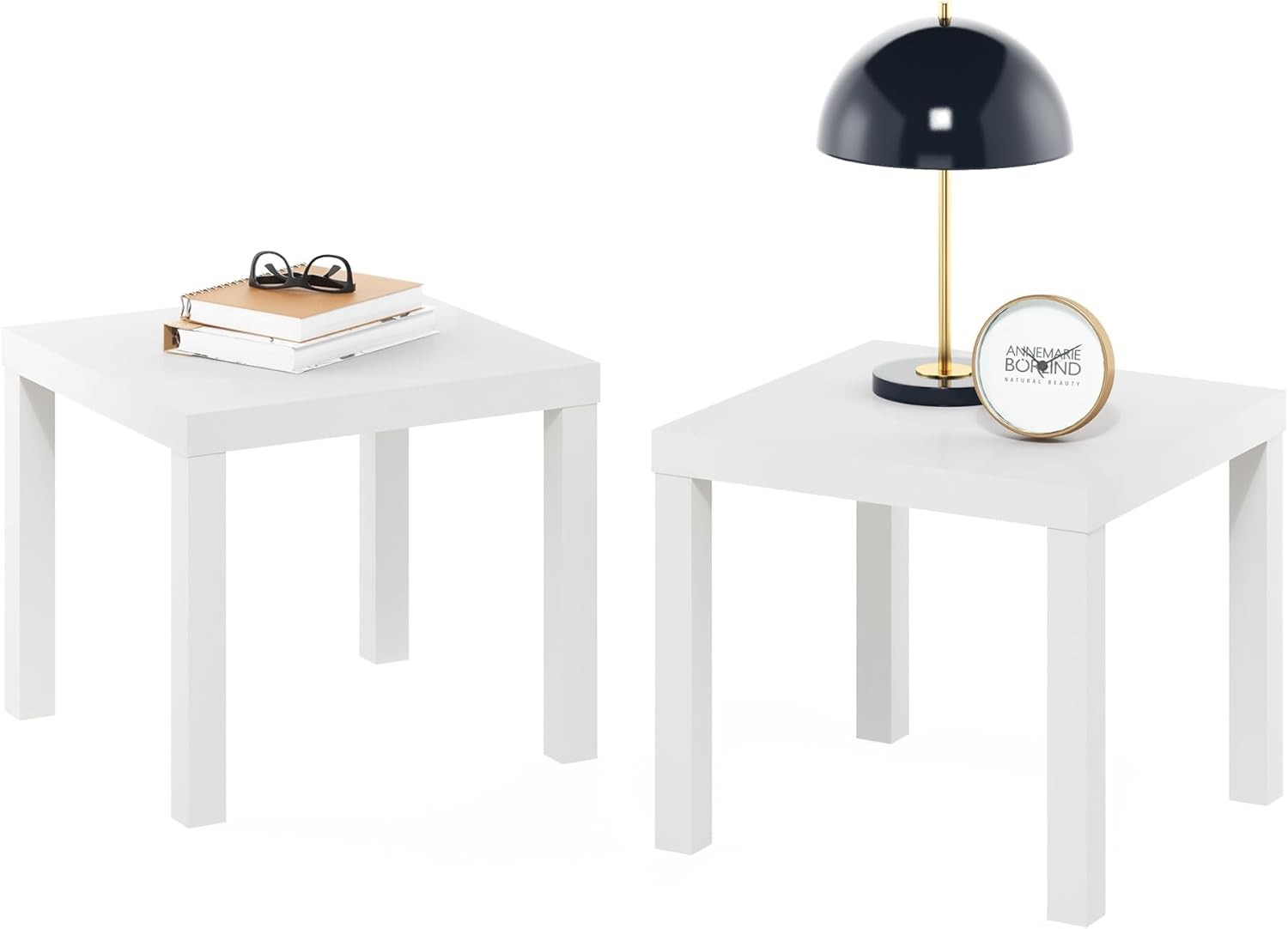 Classic Side Table Set of 2 Square Modern End Table W/ 1.8" Triple Thick