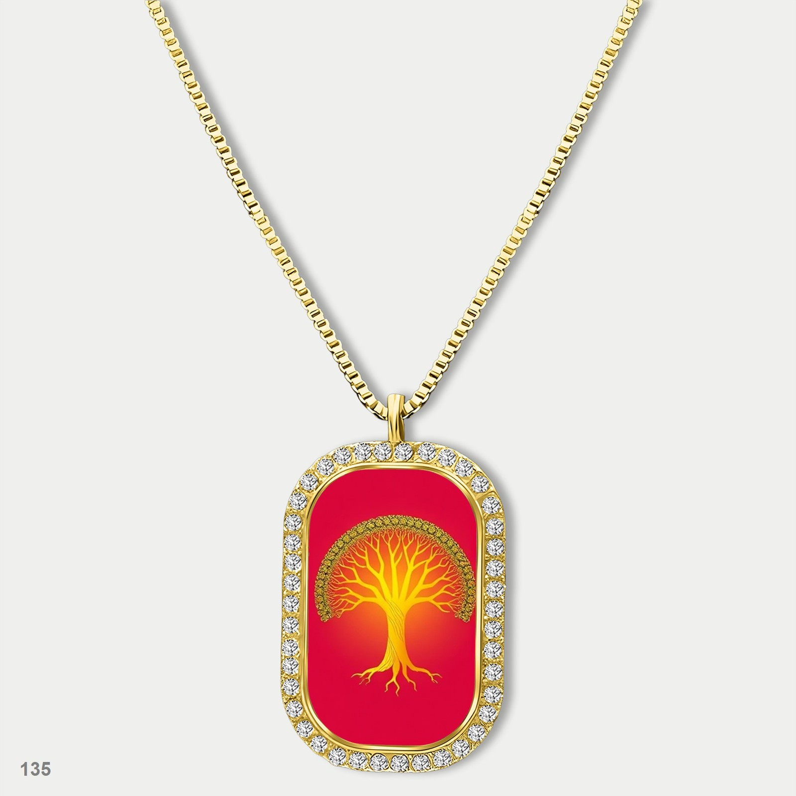 Stunning Colorful Tree of Life Pendant Necklace Chain Graphic Dog Tag Chain Gift