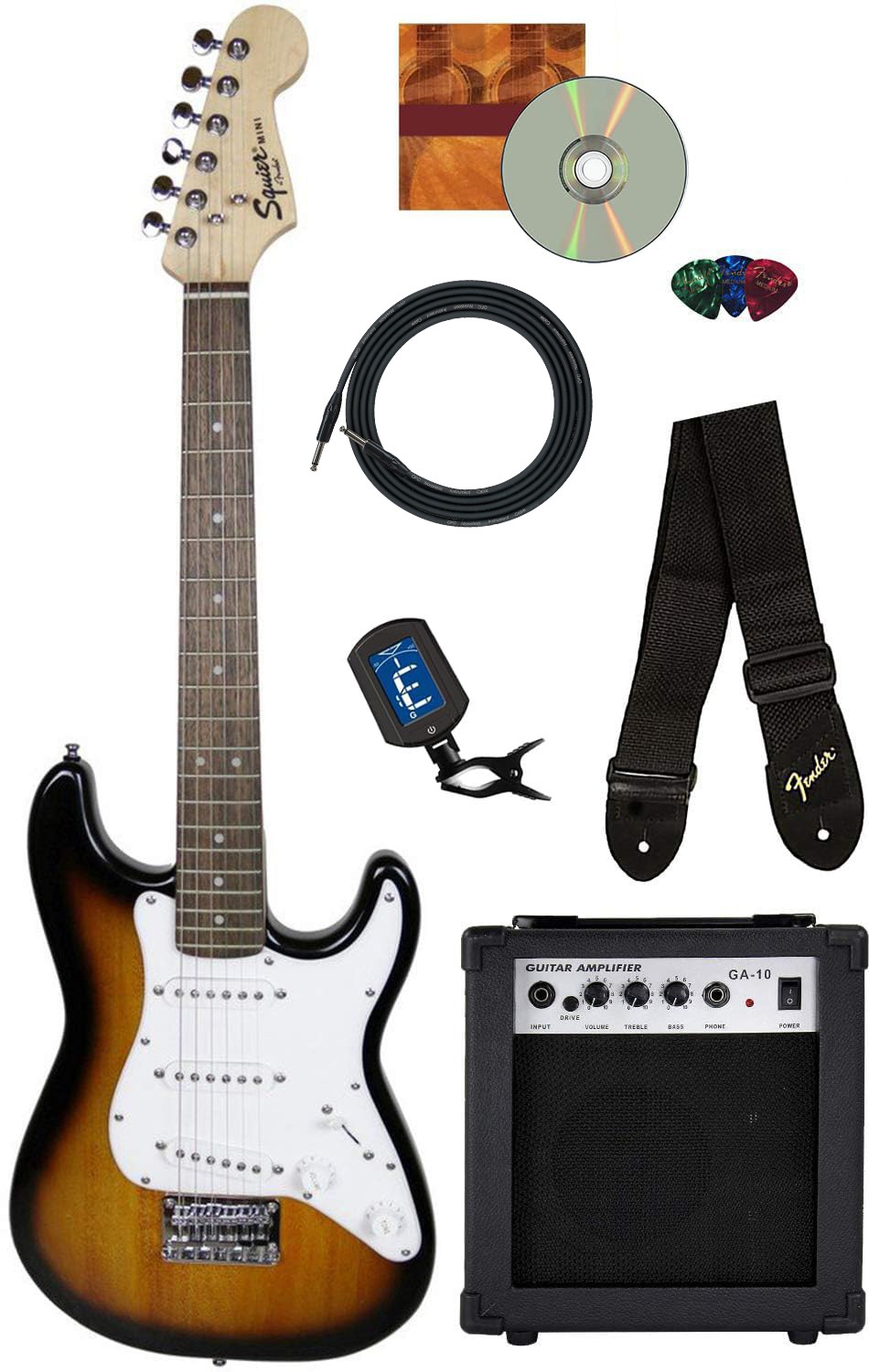 Fender Squier 3/4-Size Kids Mini Strat - Sunburst w/ Amplifier