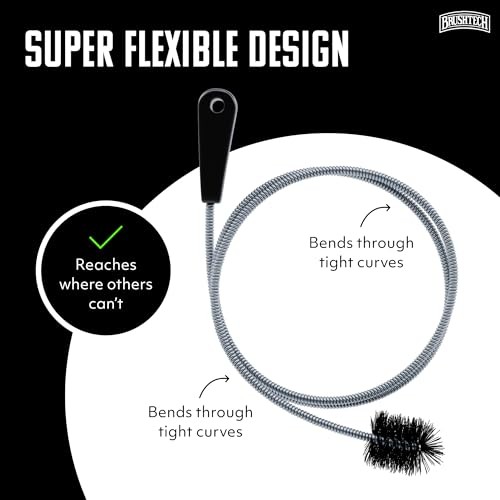Brushtech 48" Extra Long Super Flexible Drain Brush - Long Pipe Cleaning Brush