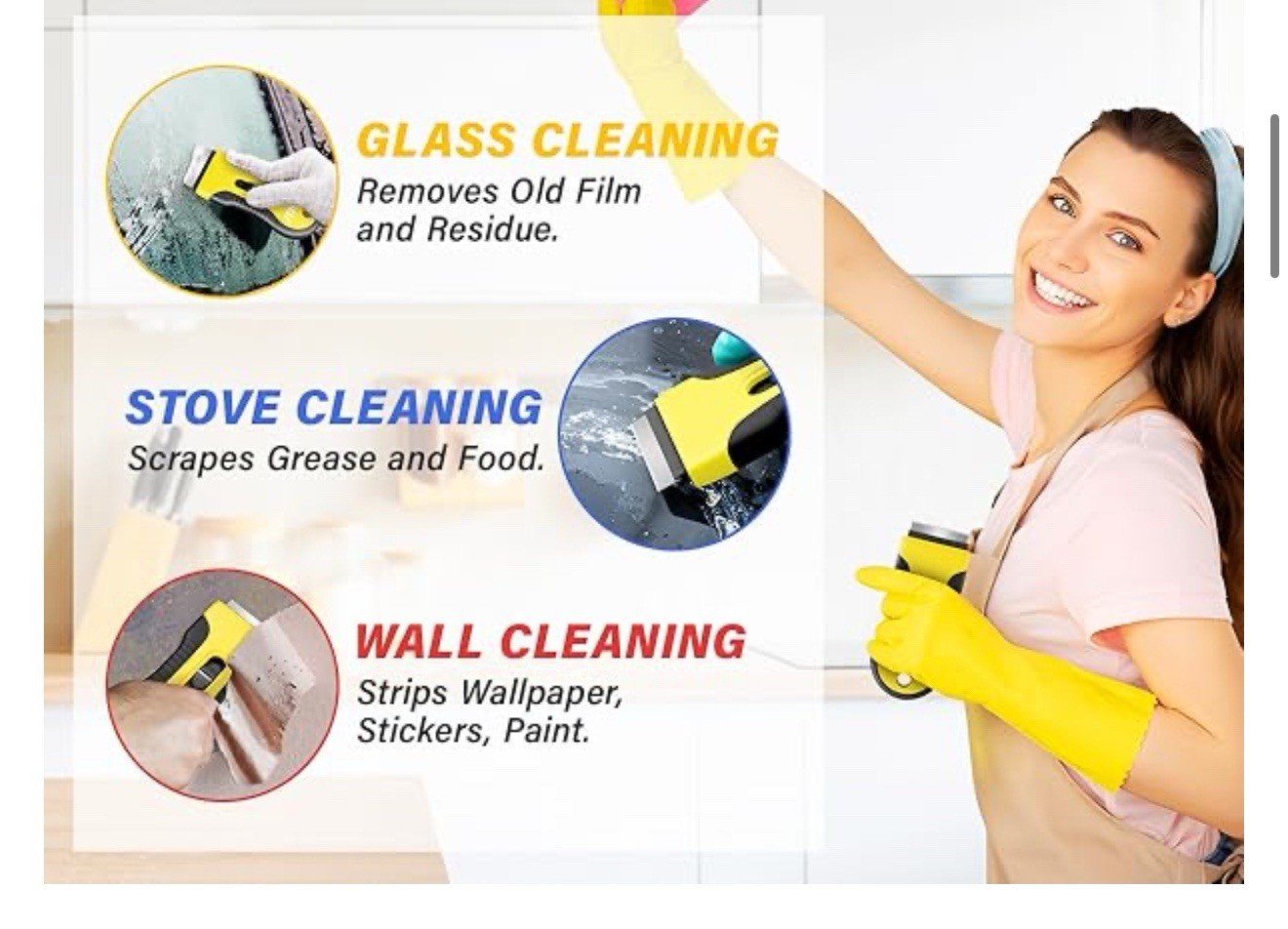 Razor Blade Scraper with 5 PCS Replacement Mental Blades, Heavy-Duty