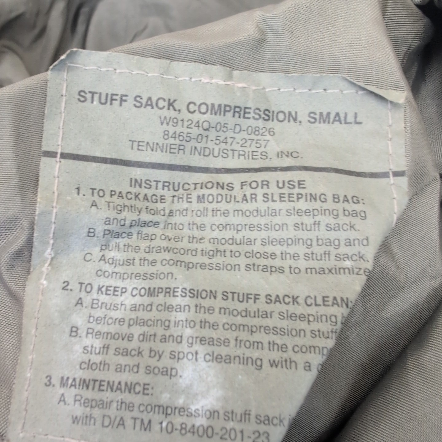 Foliage Green Small Compression Stuff Sack Modular Sleeping Bag MSS Sack Pack