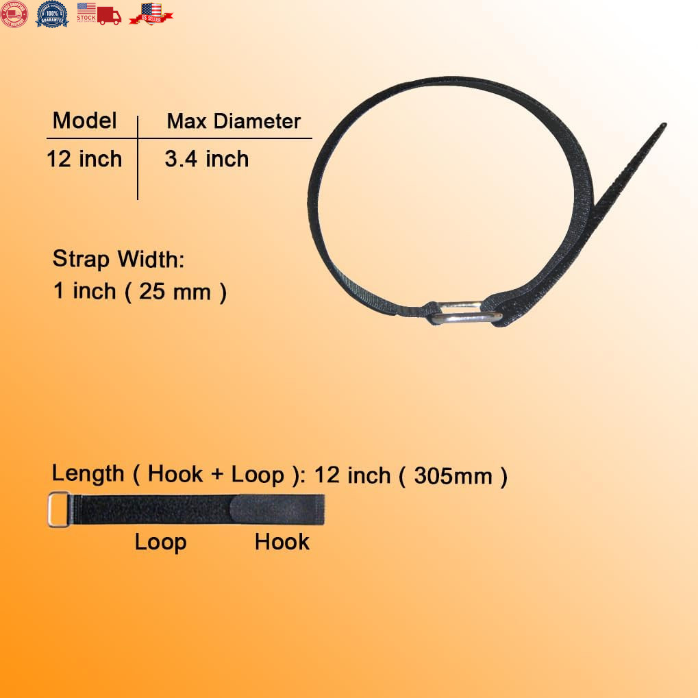 12 Inch Reusable Fastening Cable Straps - Hook and Loop Fixing Straps