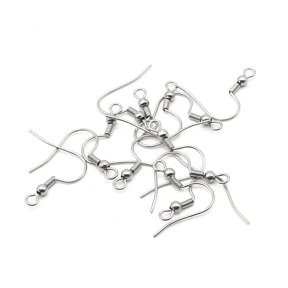 Stainless Steel Earring Clasp Hooks Metal Ear Wire Hook Jewelry Findings 50pairs