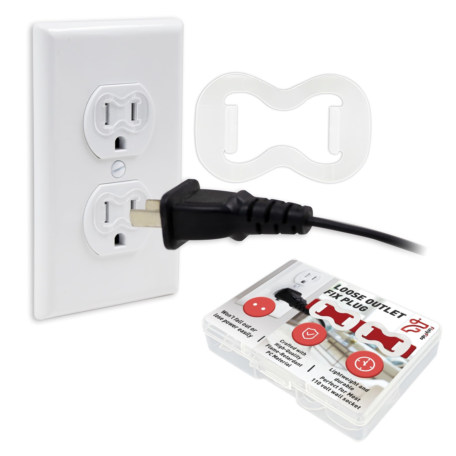 15-Pack Loose Outlet Fix Plug - Ensure Secure Connection 15-Pack, transparent
