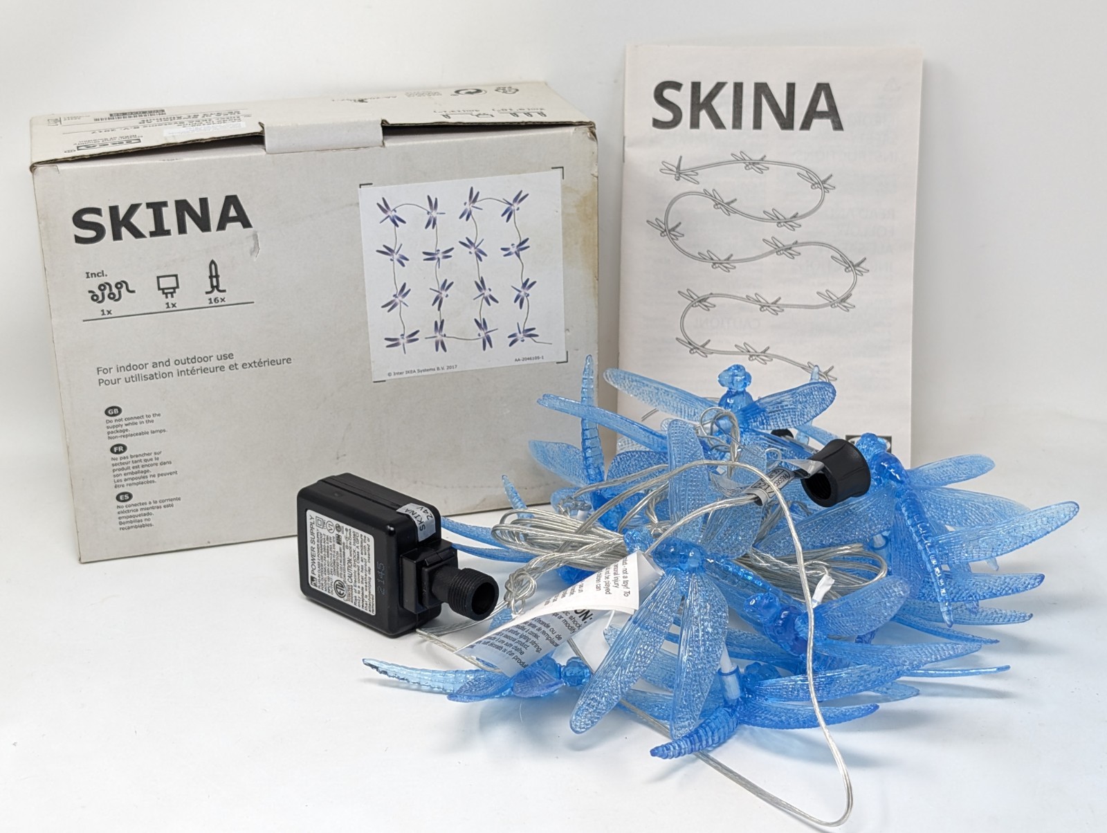 IKEA SKINA Dragonfly String Lights Indoor Outdoor Garden Patio Party Blue