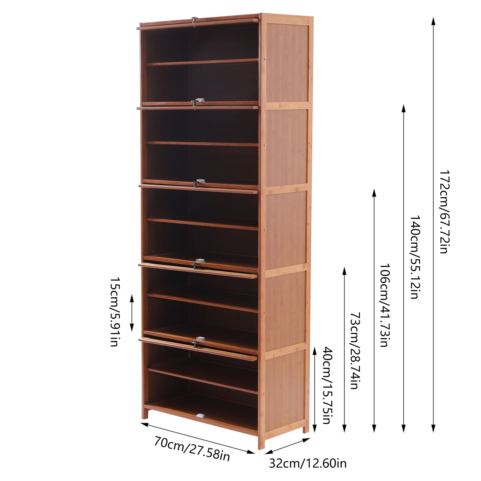 10 Tier 30 Pairs Shoe Cabinet with Doors Wood Stand Shoe Organizer for Entryway