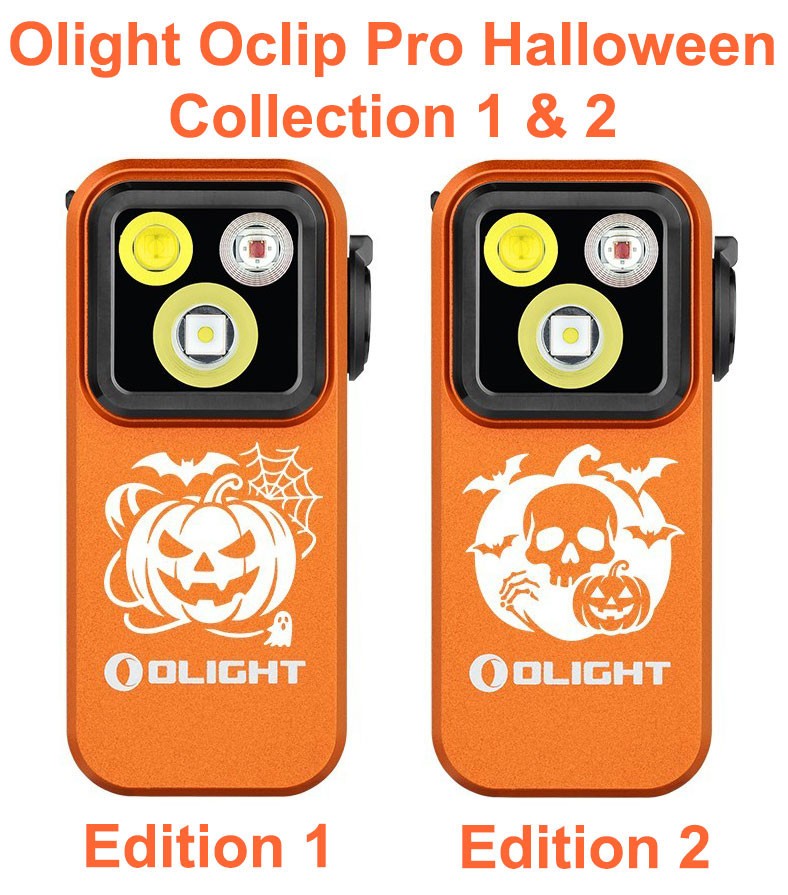 Olight Oclip Pro Orange Halloween Special Editions 1&2 Clip on Lights, 500 Lumen