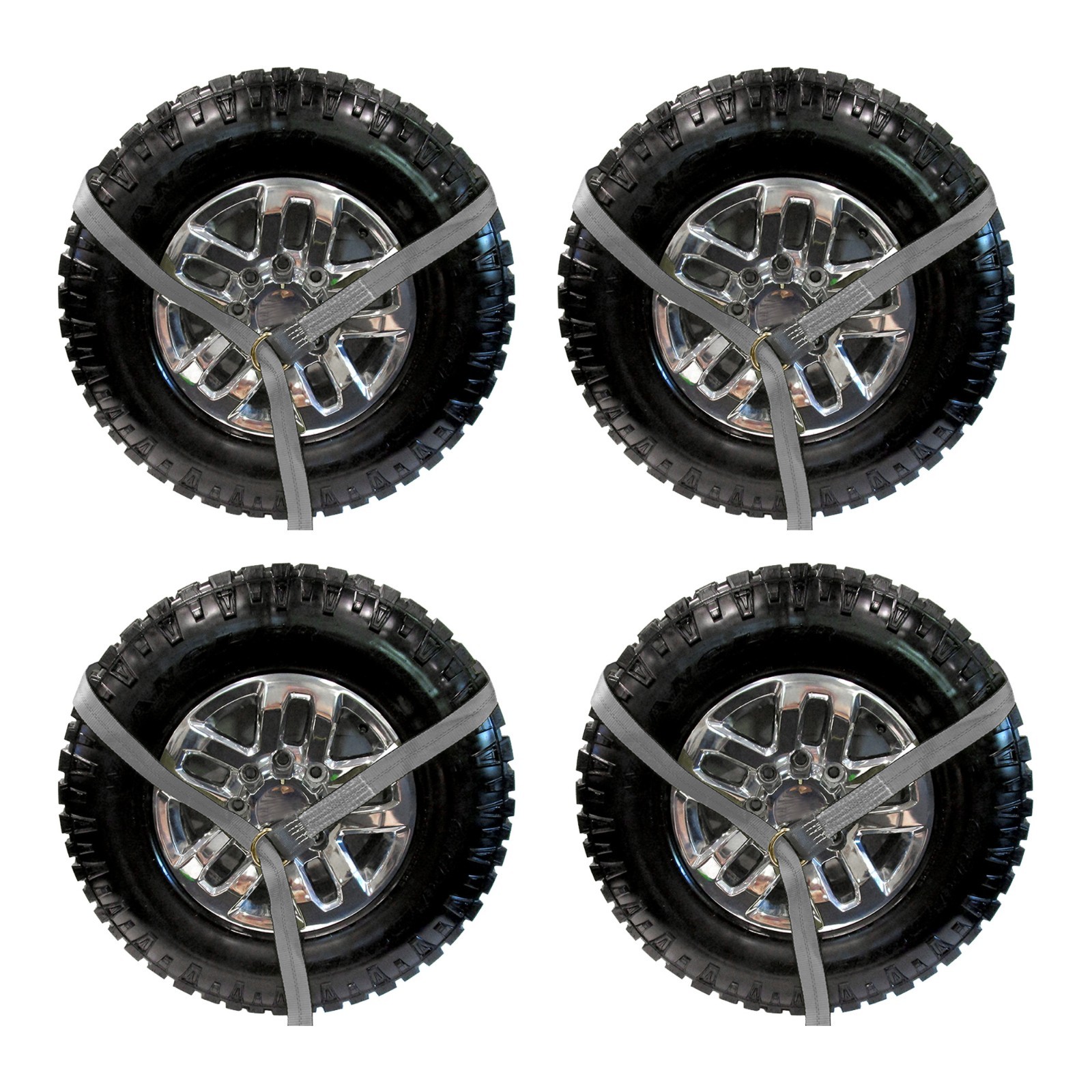 Set of 4 Heavy Duty 2"x8' Lasso Straps with Reinforced Eyes for Tie Town Auto