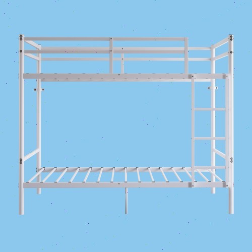 Double bed A double bed with a ladder and a two-level guardrail