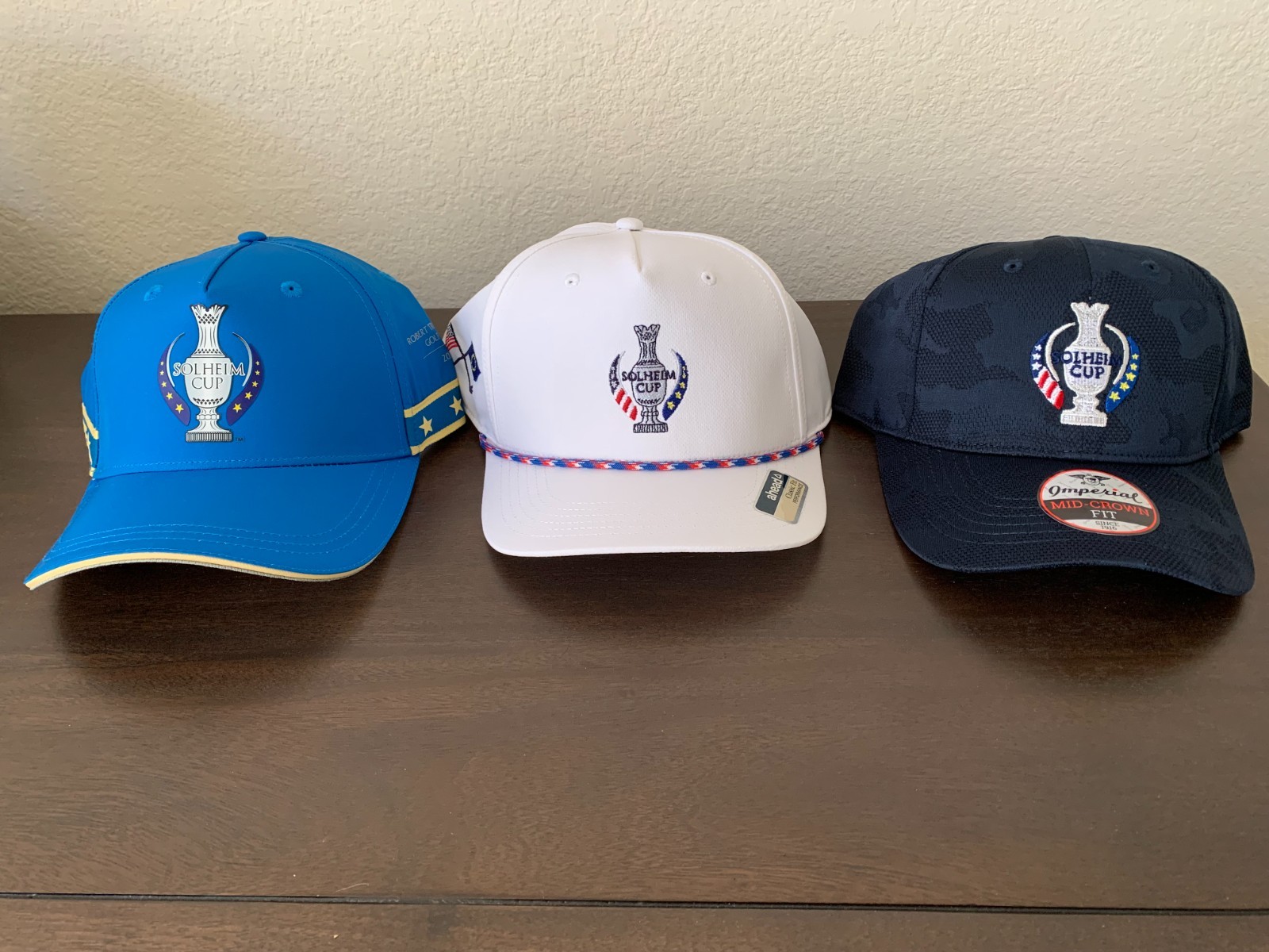 New LOT of (3) 2024 Solheim Cup Golf Tournament Adjustable Hats by Imperial (ME)