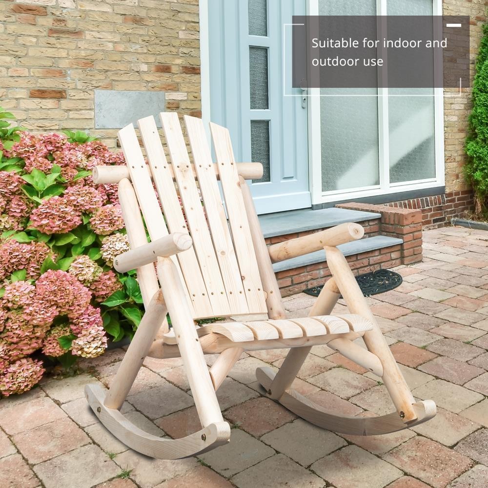 Porch Fir Wood Rocking Chair Outdoor Indoor Patio Wooden Comfort Yard Garden