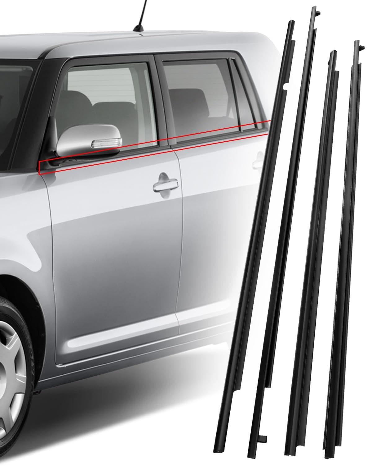 4 Pcs Weatherstrip Window Molding Trim Seal Belt Fit for Toyota Scion xB 2.4L...