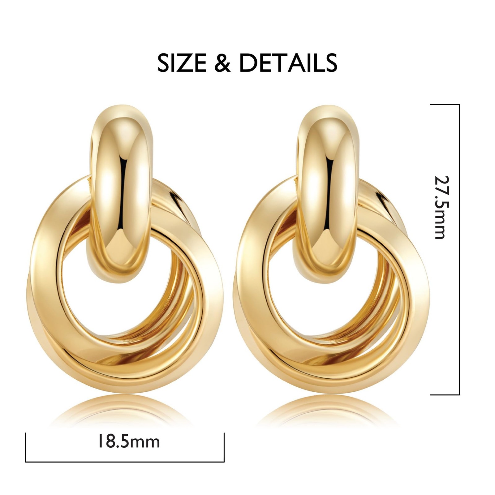 Chunky Statement Earrings for Women Knot Link Circle Geometric Drop Dangle Ea...