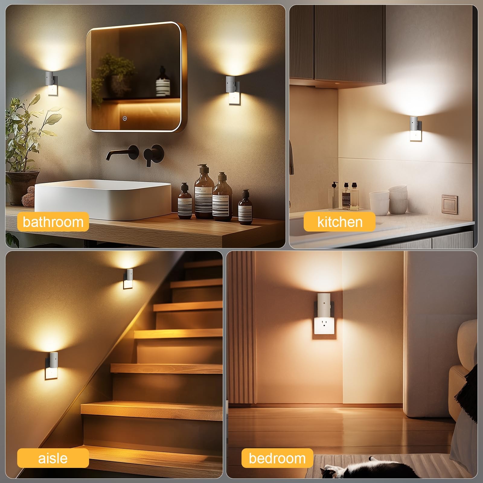 Night Lights Plug into Wall, Dimmable LED Nightlight with Dusk to Dawn Light ...