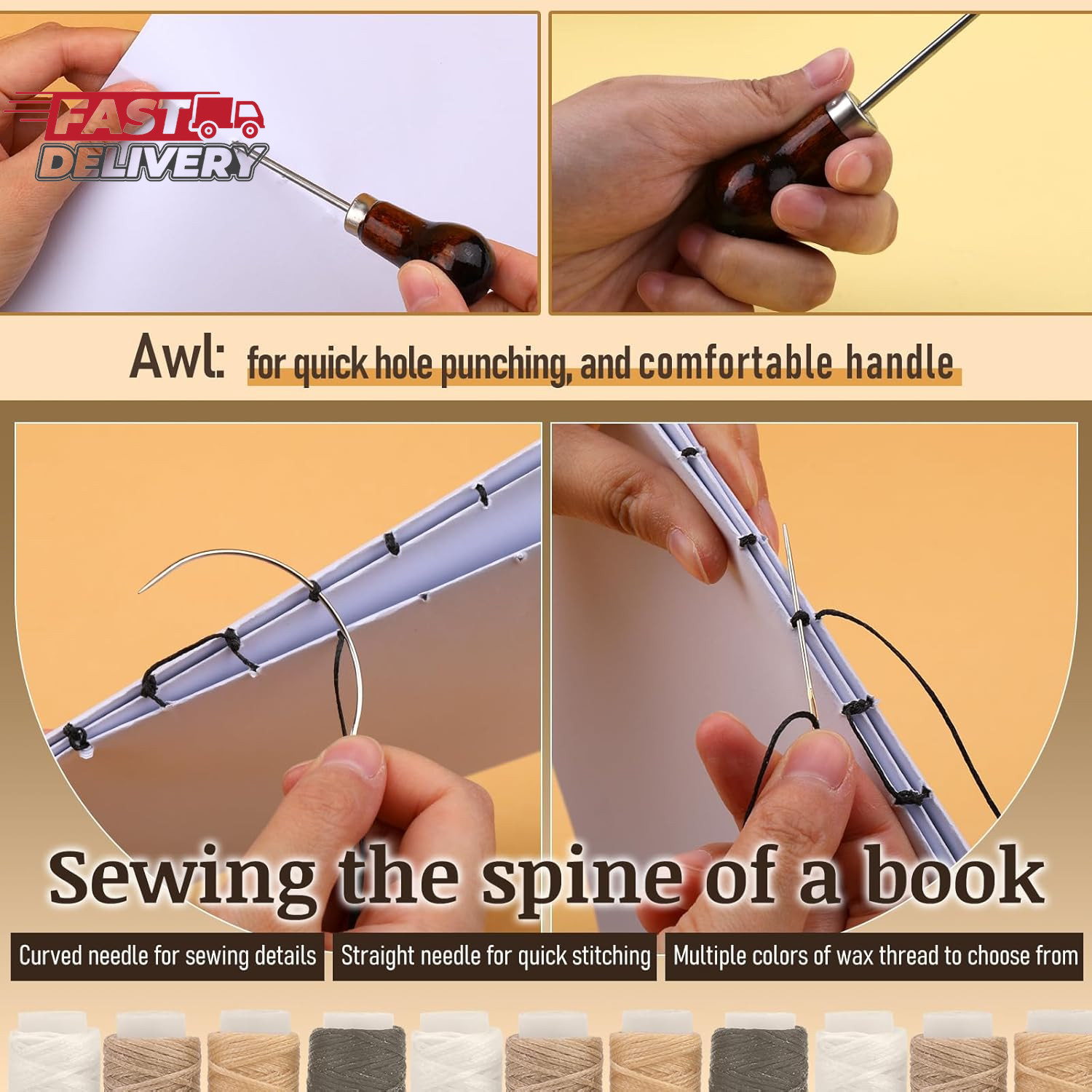33 Pcs Book Binding Kits 4 Pcs Bone Folder Paper Creaser Paper Folding Tool Book