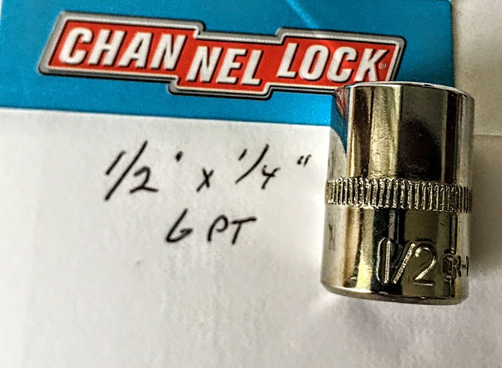 CHANNELLOCK  1/2" x 1/4" DR  STANDARD  SOCKET  6 Point Free USA Shipping