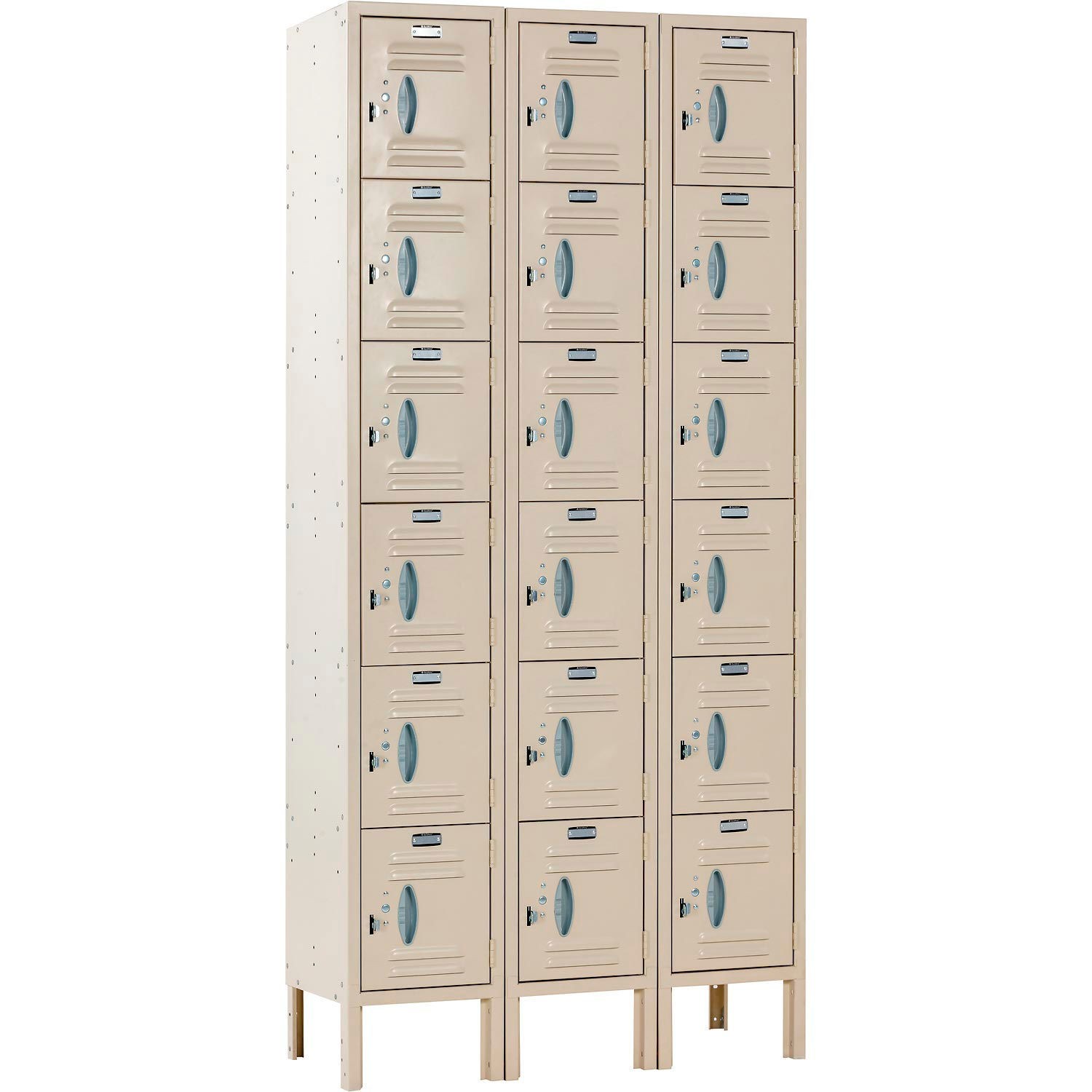 Global Industrial 6-Tier 18 Door Locker 36"W x 15"D x 78"H Tan Unassembled