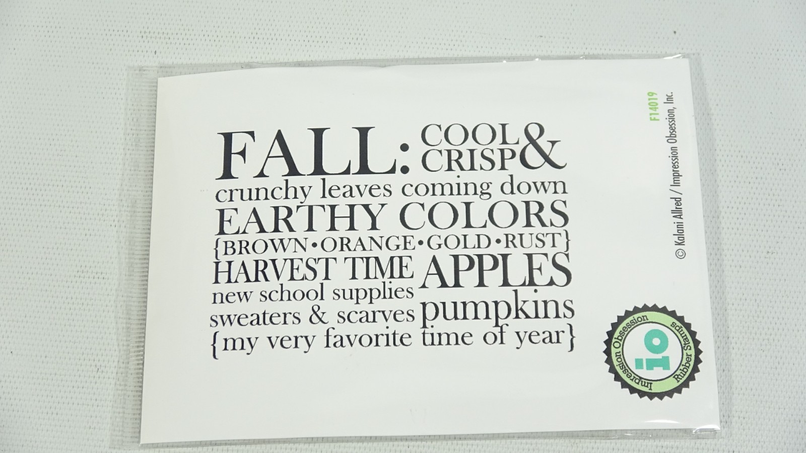 Impression Obsession Fall Word Cling Rubber Stamp F14019