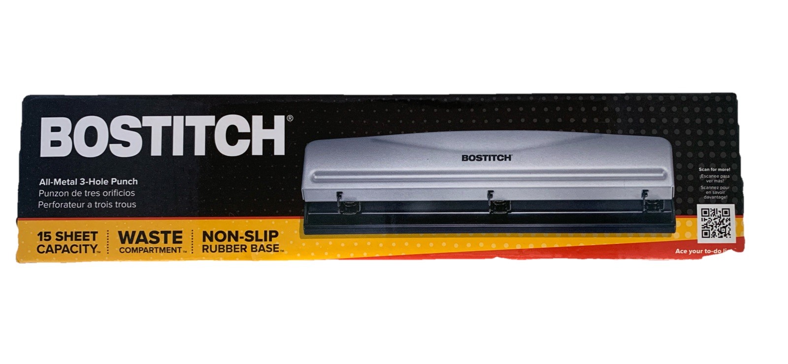 Bostitch 3-Hole Punch 12 Sheet Capacity Silver/Black (HP12)