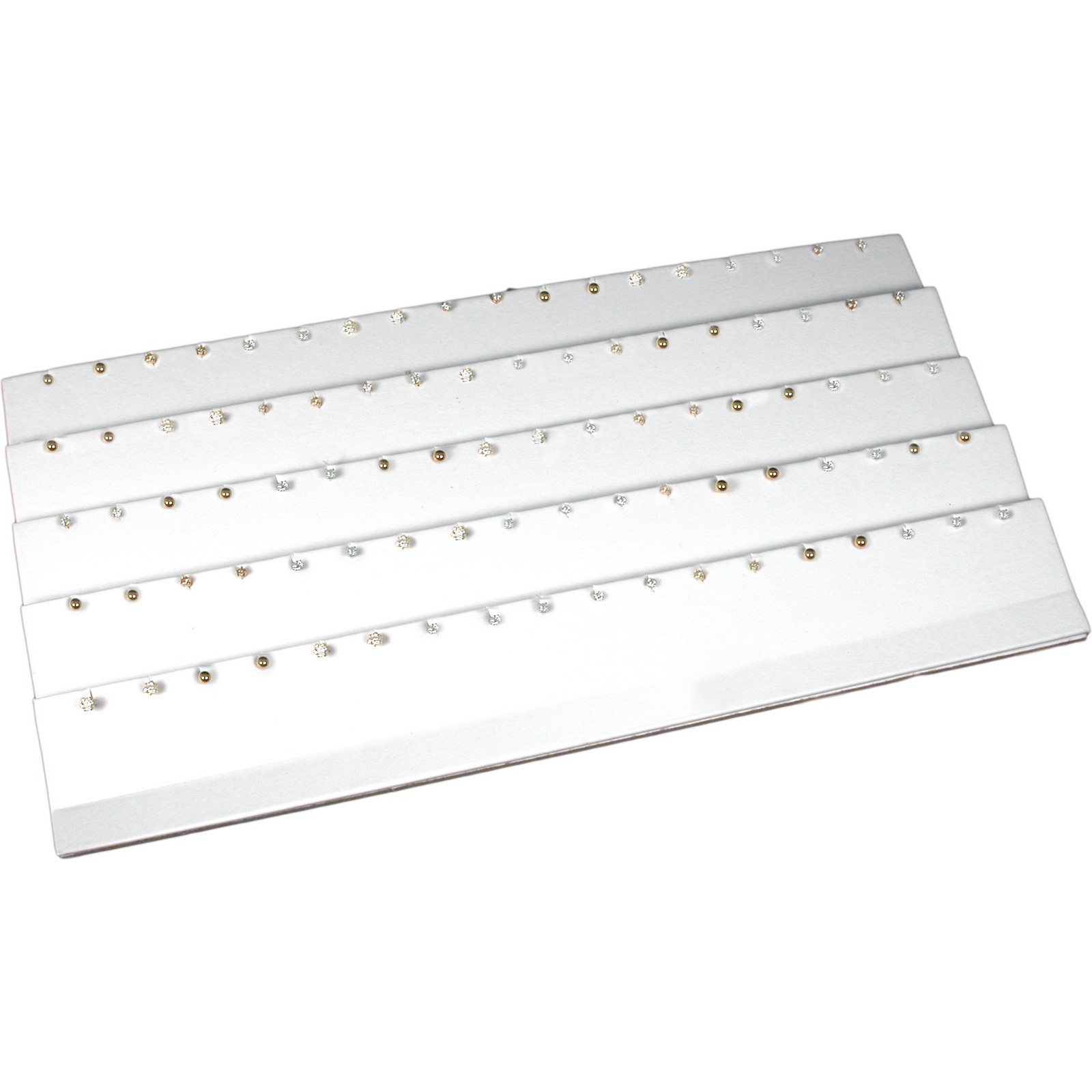 White Faux Leather 45 Pair Post Earring Jewelry Display Case Insert 14 1/8"