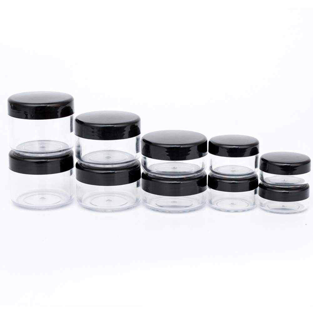 ZEJIA 10pcs Small Travel Containers, Black Sample Jars with 10pcs,