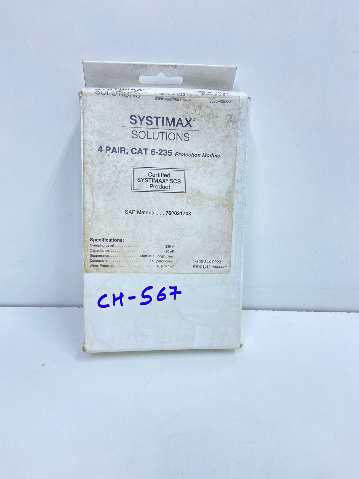 LOT OF 2 NOS X SYSTIMAX 4-Pair, Cat 6-235 Protector  , CH#567