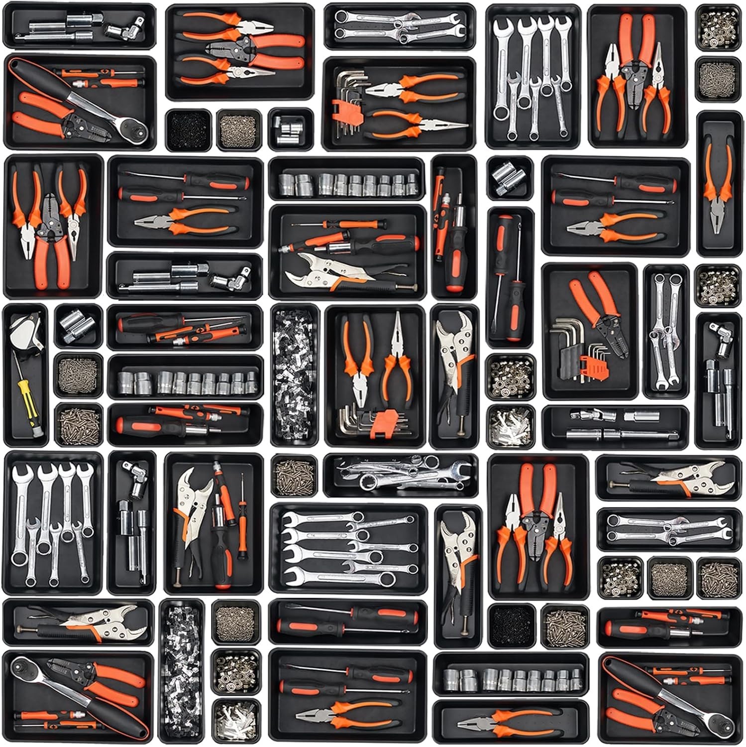 45PCS Tool Box Drawer Organizer Tray Dividers Set for Garage Cabinet Storage