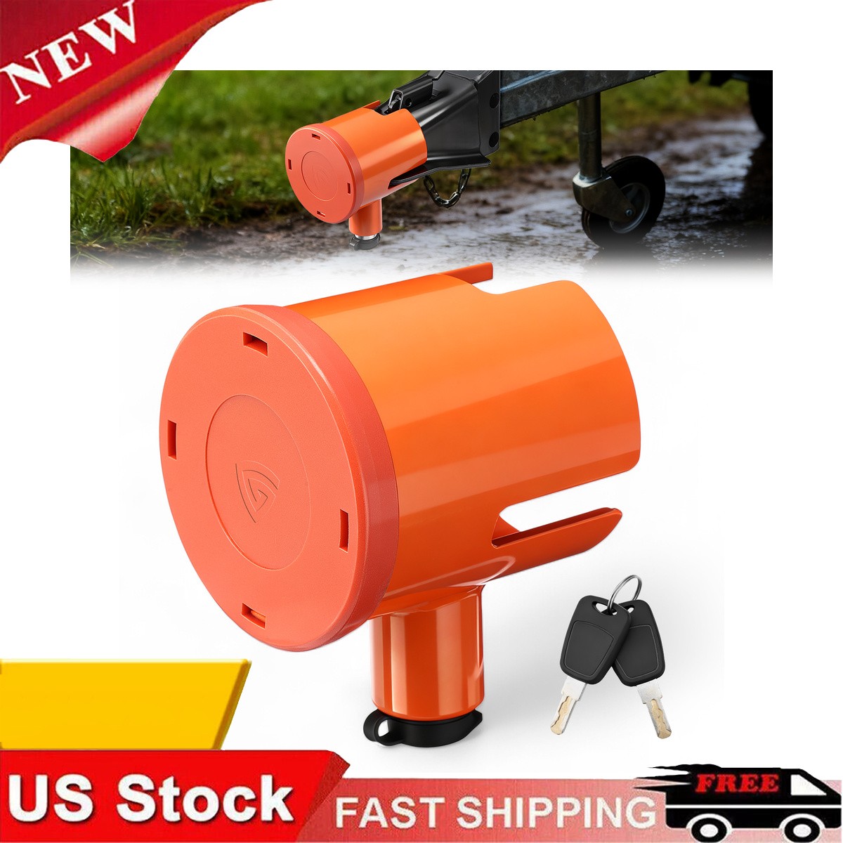 Trailer Coupler Lock Fits 2-5/16 Inch Couplers Heavy Duty Tow Hitch lock Orange