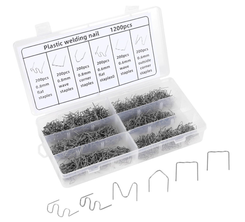 Hovom 1200PCS Plastic Welding Staples, 6 Sizes 0.6mm 0.8mm Big Wave Plastic Weld