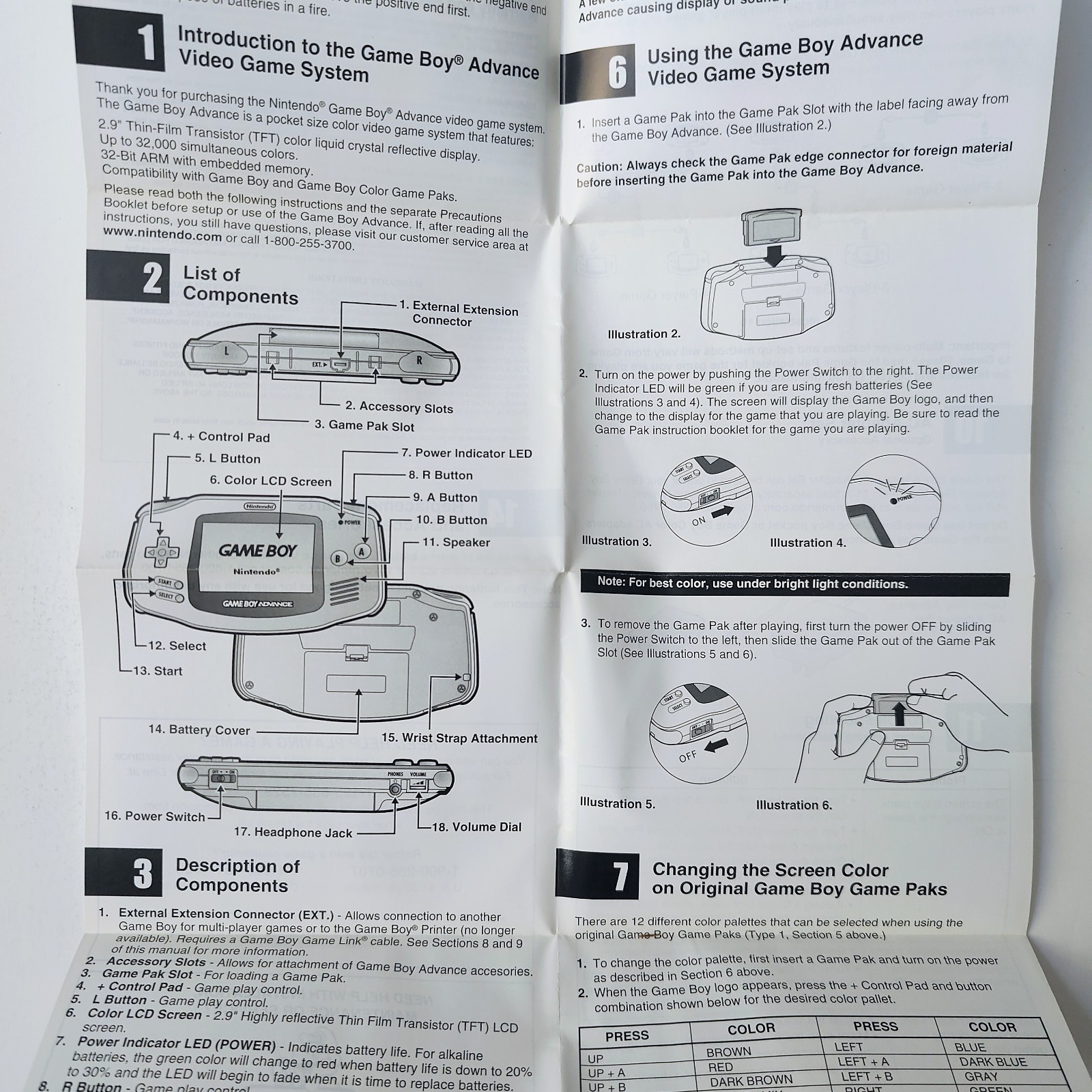 Game Boy Advance Manual - Authentic Excellent Condition
