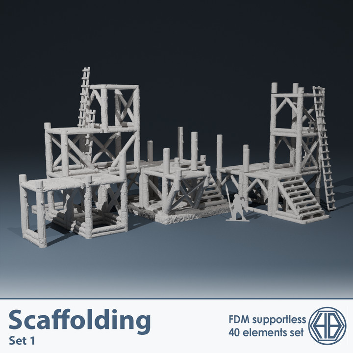 Romanesque Scaffolding set 1  | Wargame Terrain | Multi-Piece | FDM printed