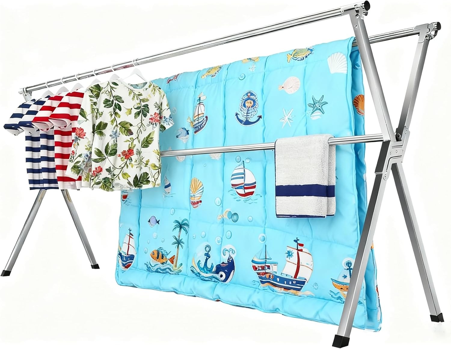 Outdoor Steel Drying Rack Adjustable Space Saving Windproof