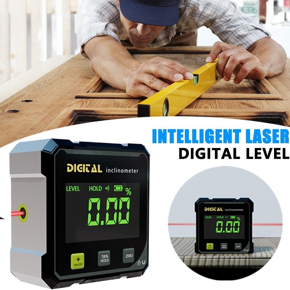 4-Sided Magnetic Digital Angle Finder 360° LCD Laser Protractor Gauge