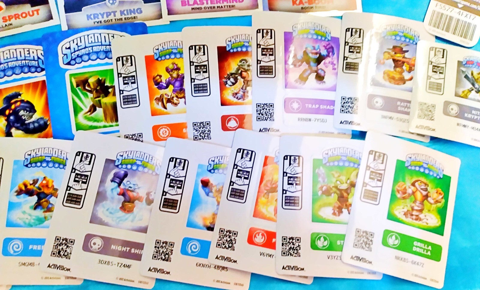 Large Lot - SKYLANDERS - Mixed Cards, Stickers, Codes Lot.
