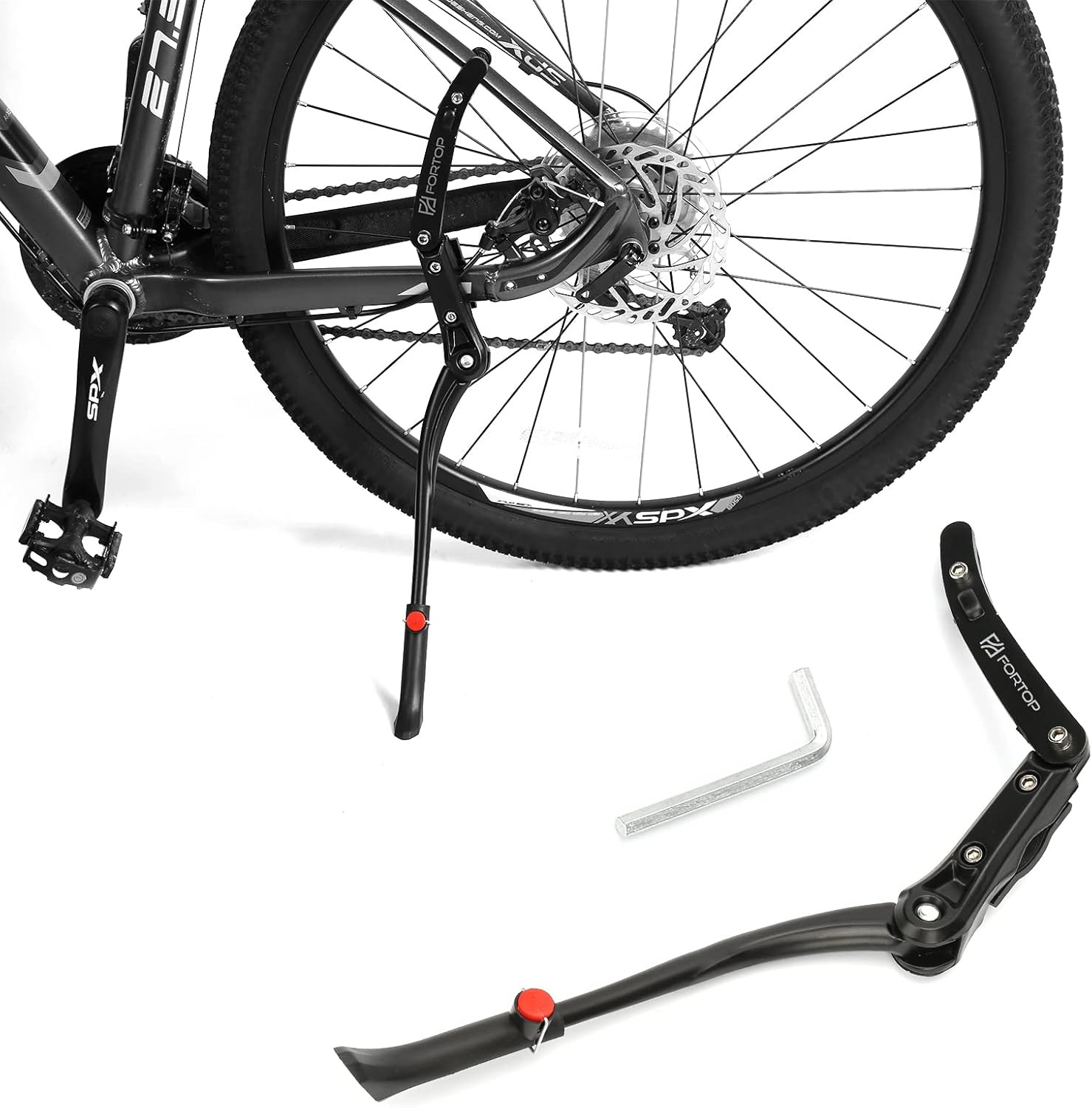 Bike Kickstand for Adult Bikes, Heavy Duty Adjustable Bicycle Kickstand, Fits 24