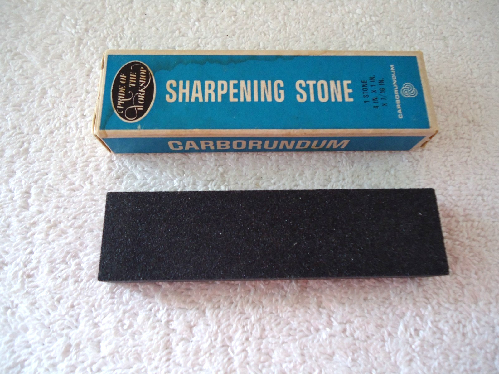 " NOS " Pride Of the Work Shop Carborundum Coarse Sharpening Stone " IOB "
