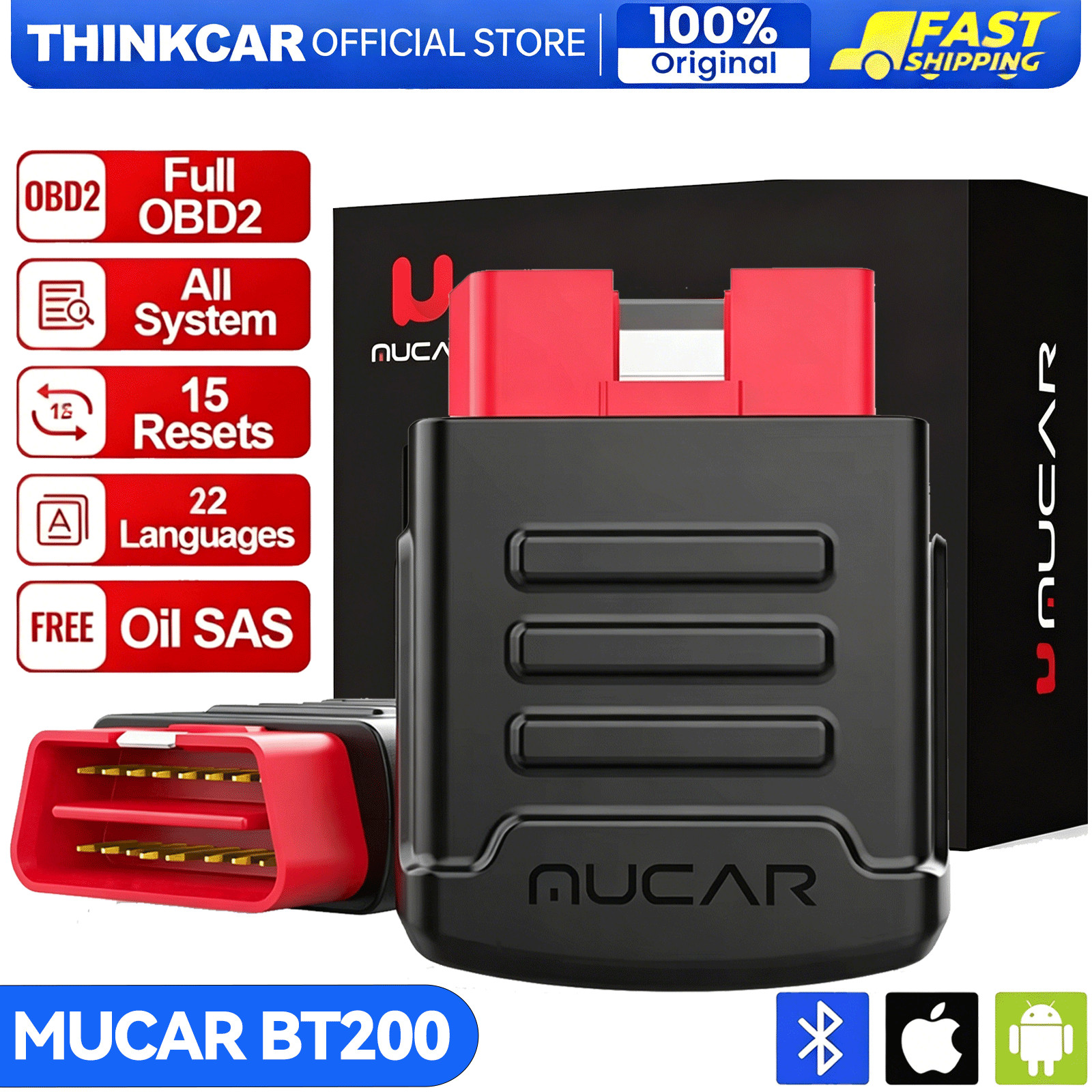 NEWEST MUCAR BT200 Auto Diagnostic Scanner All System Scan Full OBD2 Code Reader