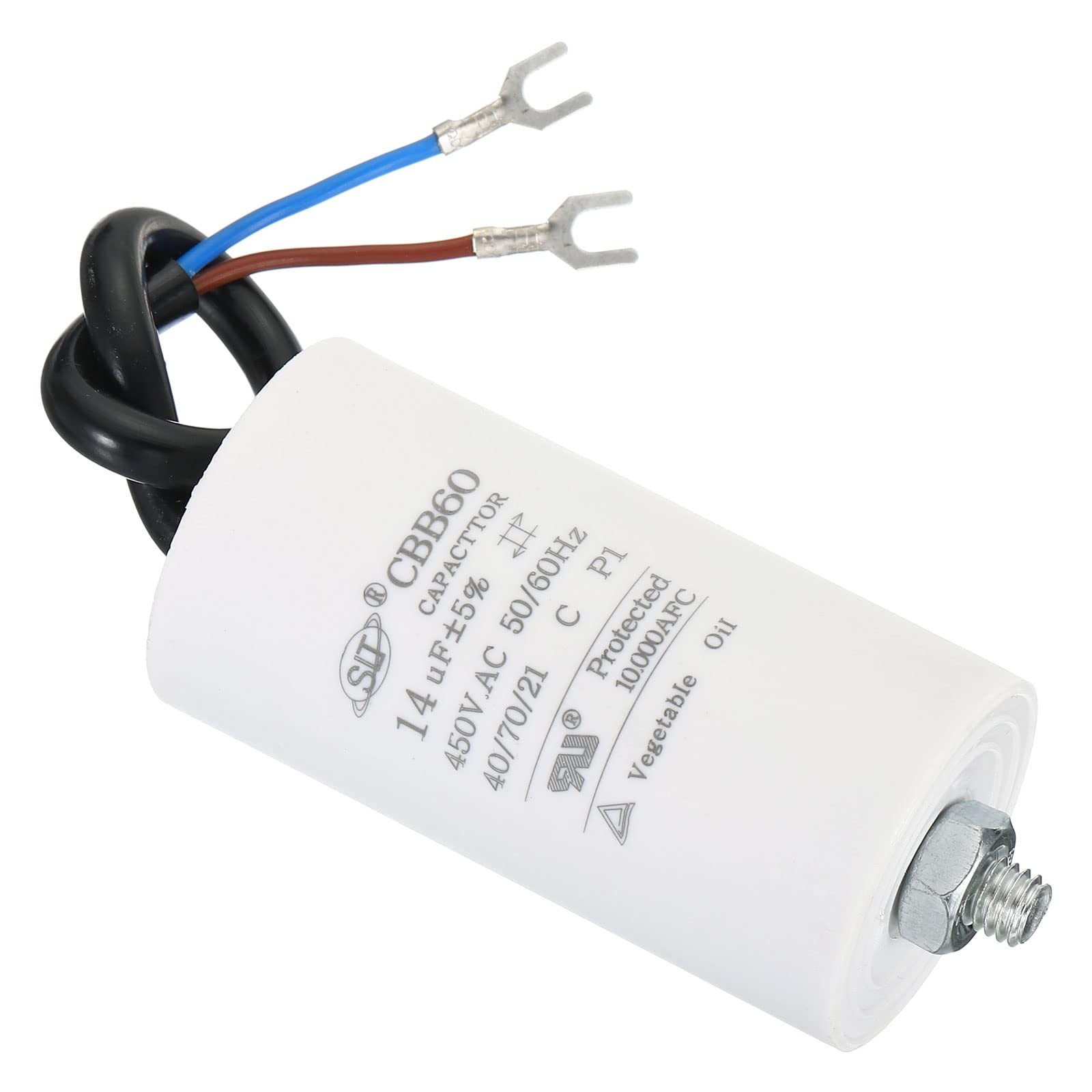 PATIKIL CBB60 14uF Running Capacitor, AC 450V 2 Wires 50/60Hz Cylinder...