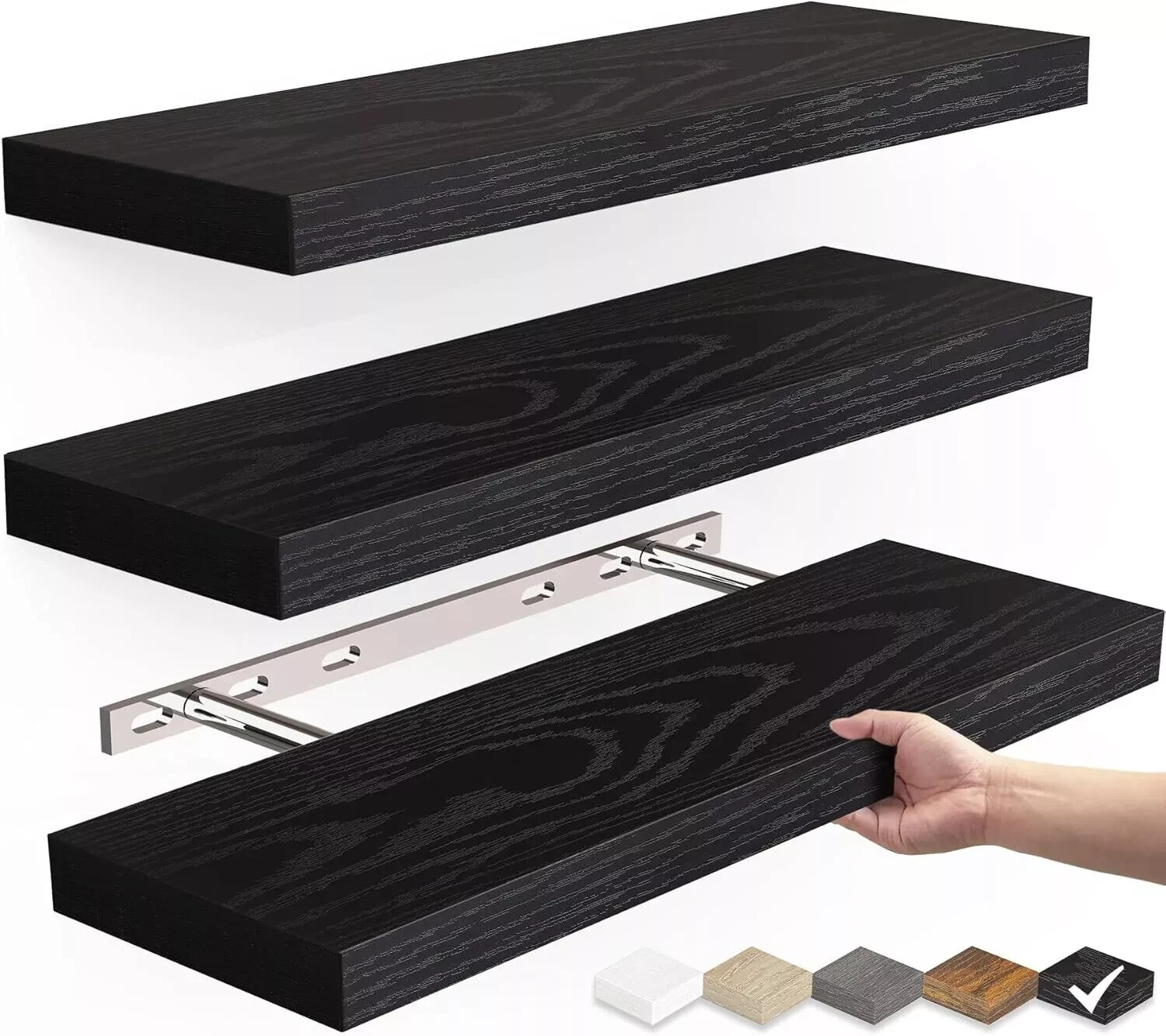 3 PACK Floating Shelves for Wall, Wall Mounted Rustic Wood Shelves for Home