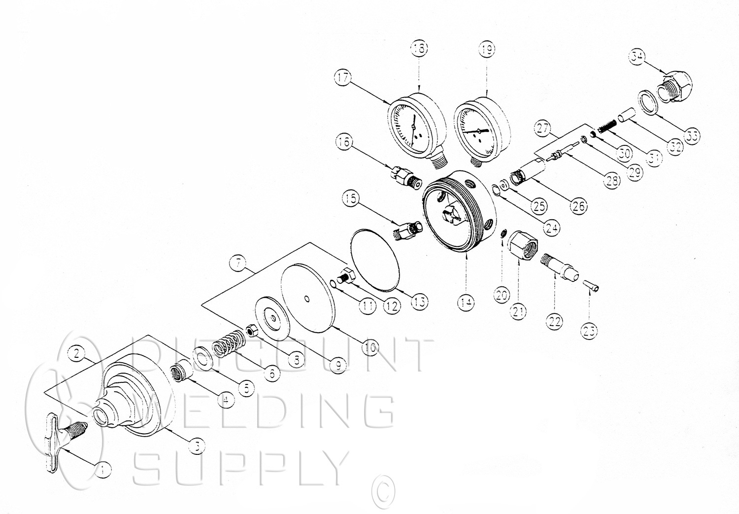 REPAIR KIT - UNIWELD RV8010  OXYGEN REGULATOR - INTERNAL PARTS REBUILD AU8010RK