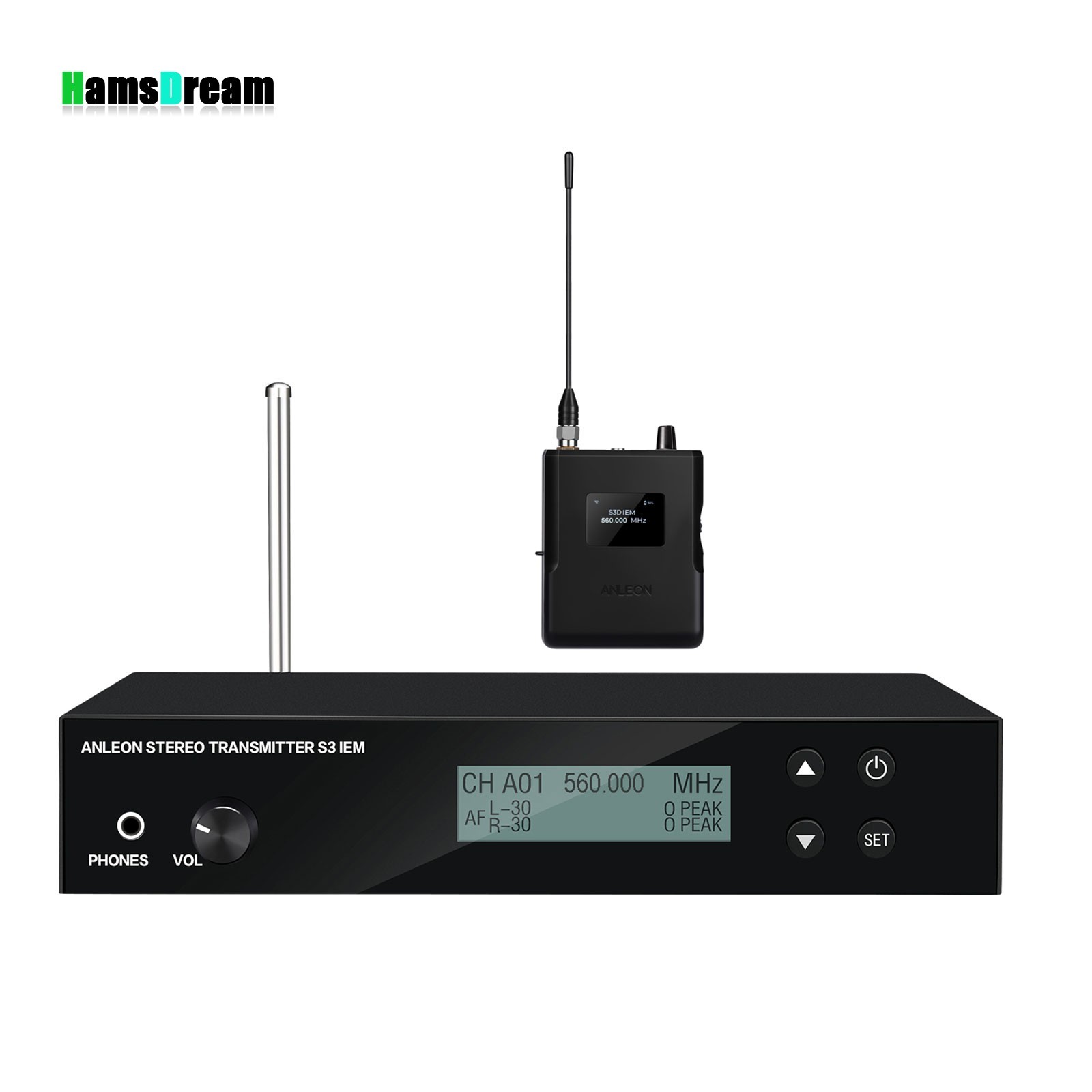 Transmitter+Receiver Kit Stereo Wireless In-Ear Monitor System for Performance