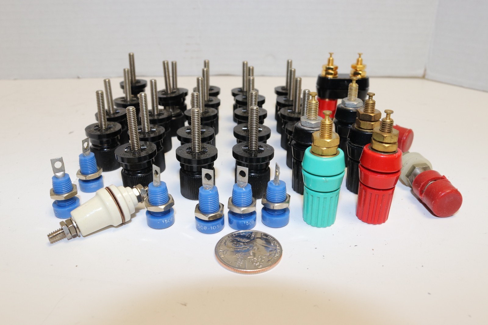 HUGE LOT OF STAND OFF POSTS - MOSTLY EBY (BLACK) - AS PICTURED